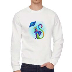 Gatto Arcobaleno felpa senza cappuccio personalizzata uomo digitalshirt bianca