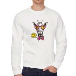 Giraffa felpa senza cappuccio personalizzata uomo digitalshirt bianca