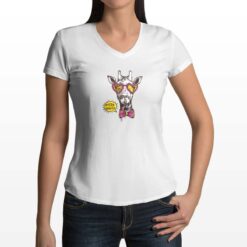 Giraffa t-shirt scollo a v personalizzata donna digitalshirt bianca