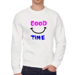 Good Time felpa senza cappuccio personalizzata uomo digitalshirt bianca