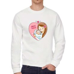 Grazie Mamma felpa senza cappuccio personalizzata uomo digitalshirt bianca