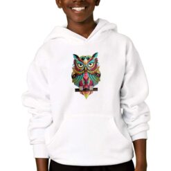 Gufo Colorato felpa con cappuccio personalizzata bambino digitalshirtbianco