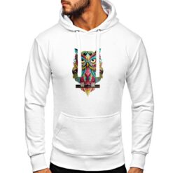 Gufo Colorato felpa con cappuccio personalizzata uomo digitalshirt bianca