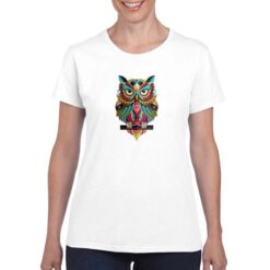 Gufo Colorato t-shirt personalizzata donna digitalshirt bianco