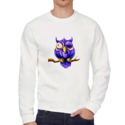 Gufo felpa senza cappuccio personalizzata uomo digitalshirt bianca