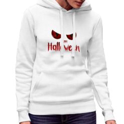 Happy Halloween felpa con cappuccio personalizzata donna digitalshirt bianca.jpg