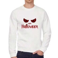 Happy Halloween felpa senza cappuccio personalizzata uomo digitalshirt bianca