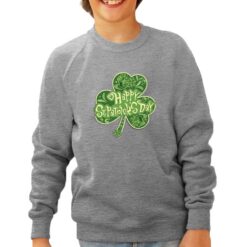 Happy San Patrizio felpa senza cappuccio personalizzata bambino digitalshirt grigia