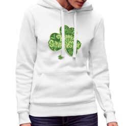 Happy San Patrizio felpa con cappuccio personalizzata donna digitalshirt bianca.jpg