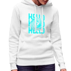 Hello felpa con cappuccio personalizzata donna digitalshirt bianca.jpg
