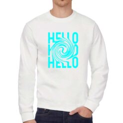 Hello felpa senza cappuccio personalizzata uomo digitalshirt bianca