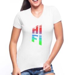 HI-FI t-shirt scollo a v personalizzata donna digitalshirt bianca