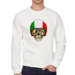 Italian Skull felpa senza cappuccio personalizzata uomo digitalshirt bianca