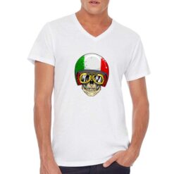 Italian Skull t-shirt scollo a v personalizzata uomo digitalshirt bianca