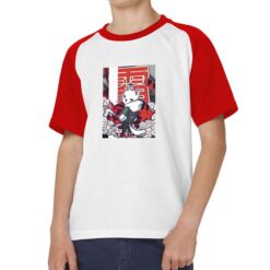 Japan Cat t-shirt bicolor personalizzata bambino digitalshirt rossa