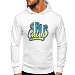 Keep Calm Rock On felpa con cappuccio personalizzata uomo digitalshirt bianca