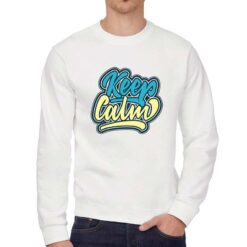 Keep Calm Rock On felpa senza cappuccio personalizzata uomo digitalshirt bianca