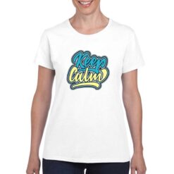 Keep Calm Rock On t-shirt personalizzata donna digitalshirt bianco