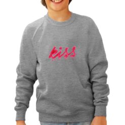 Kiss felpa senza cappuccio personalizzata bambino digitalshirt grigia