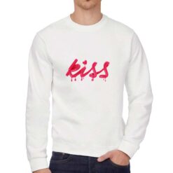 Kiss felpa senza cappuccio personalizzata uomo digitalshirt bianca