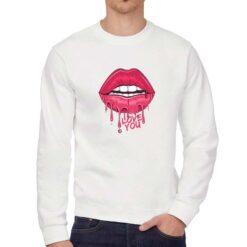 Labbra Sexy felpa senza cappuccio personalizzata uomo digitalshirt bianca