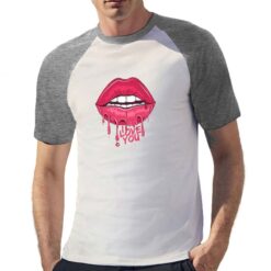 Labbra Sexy t-shirt bicolor personalizzata uomo digitalshirt grigia