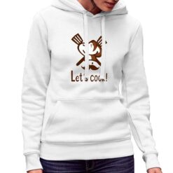 Let's Cook felpa con cappuccio personalizzata donna digitalshirt bianca.jpg