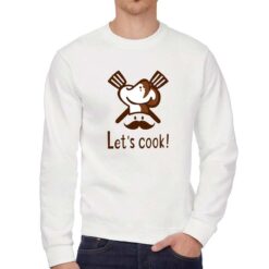 Let's Cook felpa senza cappuccio personalizzata uomo digitalshirt bianca