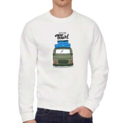 Let's Go Travel felpa senza cappuccio personalizzata uomo digitalshirt bianca