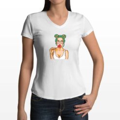 Lollipop t-shirt scollo a v personalizzata donna digitalshirt bianca