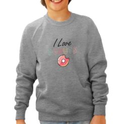 I love Donuts felpa senza cappuccio personalizzata bambino digitalshirt grigia