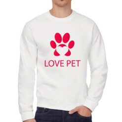 Love Pet felpa senza cappuccio personalizzata uomo digitalshirt bianca