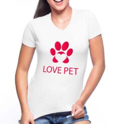 Love Pet t-shirt scollo a v personalizzata donna digitalshirt bianca