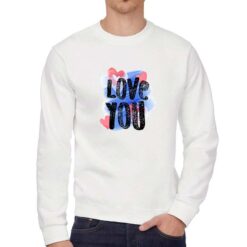 Love You felpa senza cappuccio personalizzata uomo digitalshirt bianca