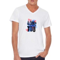 Love You t-shirt scollo a v personalizzata uomo digitalshirt bianca