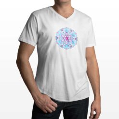 Mandala t-shirt scollo a v personalizzata uomo digitalshirt bianca