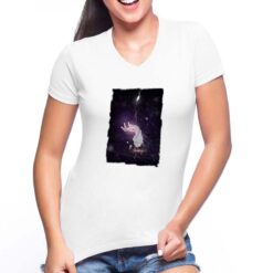 Mano Cosmo t-shirt scollo a v personalizzata donna digitalshirt bianca