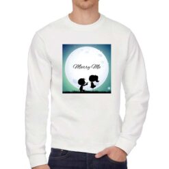 Marry Me felpa senza cappuccio personalizzata uomo digitalshirt bianca