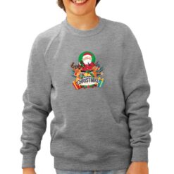 Merry Christmas Trio felpa senza cappuccio personalizzata bambino digitalshirt grigia