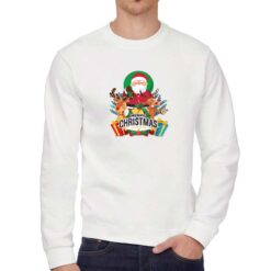 Merry Christmas Trio felpa senza cappuccio personalizzata uomo digitalshirt bianca