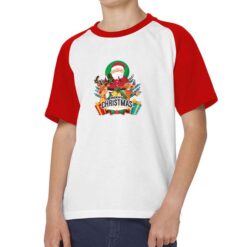 Merry Christmas Trio t-shirt bicolor personalizzata bambino digitalshirt rossa