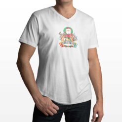 Merry Christmas Trio t-shirt scollo a v personalizzata uomo digitalshirt bianca