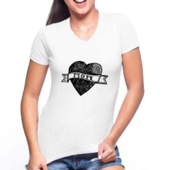 Mom Cuore t-shirt scollo a v personalizzata donna digitalshirt bianca
