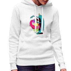 Mostro Affamato felpa con cappuccio personalizzata donna digitalshirt bianca.jpg