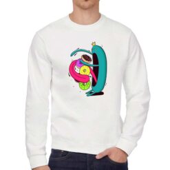 Mostro Affamato felpa senza cappuccio personalizzata uomo digitalshirt bianca