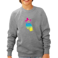 Moto Arcobaleno felpa senza cappuccio personalizzata bambino digitalshirt grigia