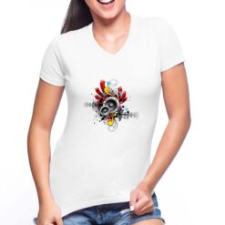 Musica t-shirt scollo a v personalizzata donna digitalshirt bianca