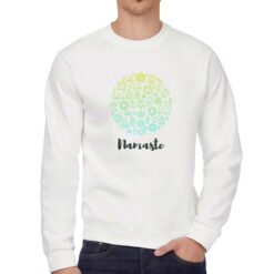 Namaste felpa senza cappuccio personalizzata uomo digitalshirt bianca