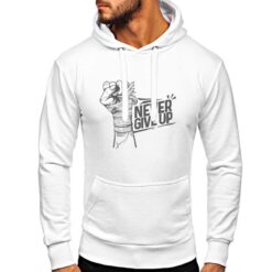 Never Give Up felpa con cappuccio personalizzata uomo digitalshirt bianca