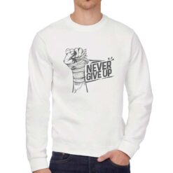 Never Give Up felpa senza cappuccio personalizzata uomo digitalshirt bianca